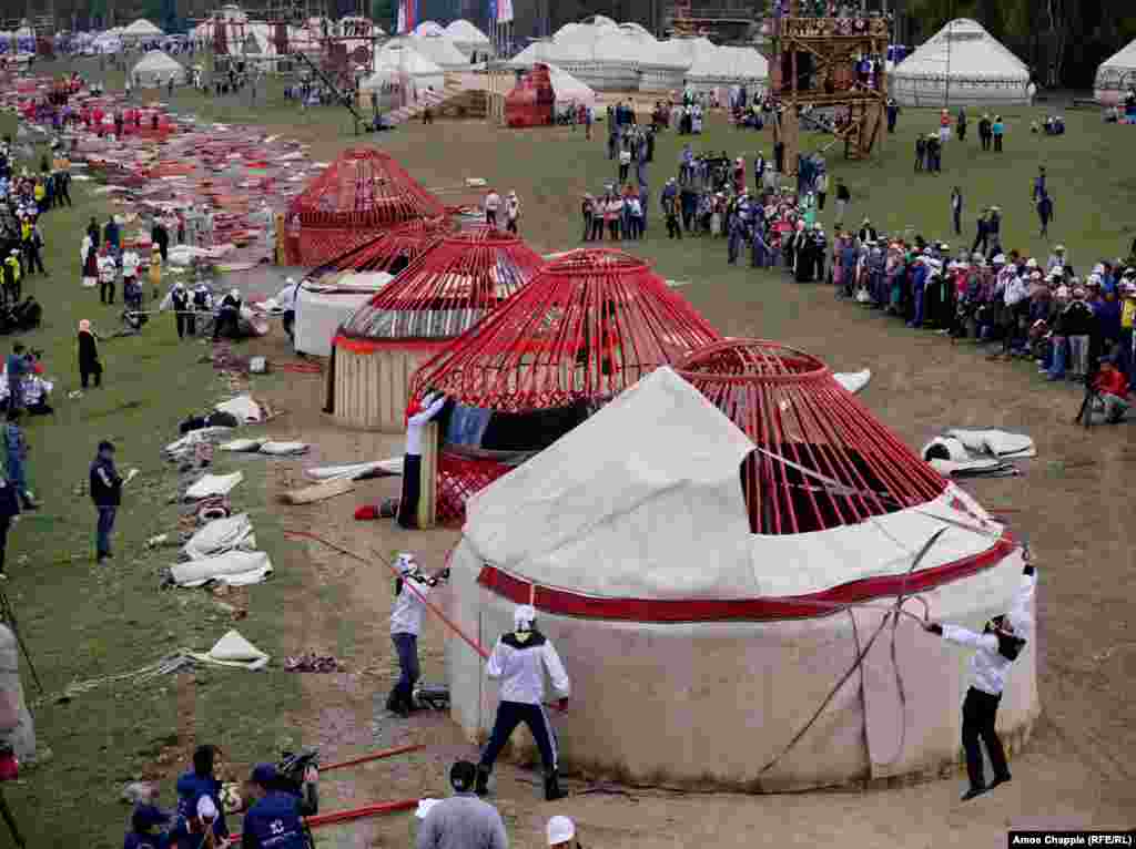 One of the most popular events was competitive yurt building. The fastest teams were able to erect the traditional nomad shelter in under 13 minutes.&nbsp;