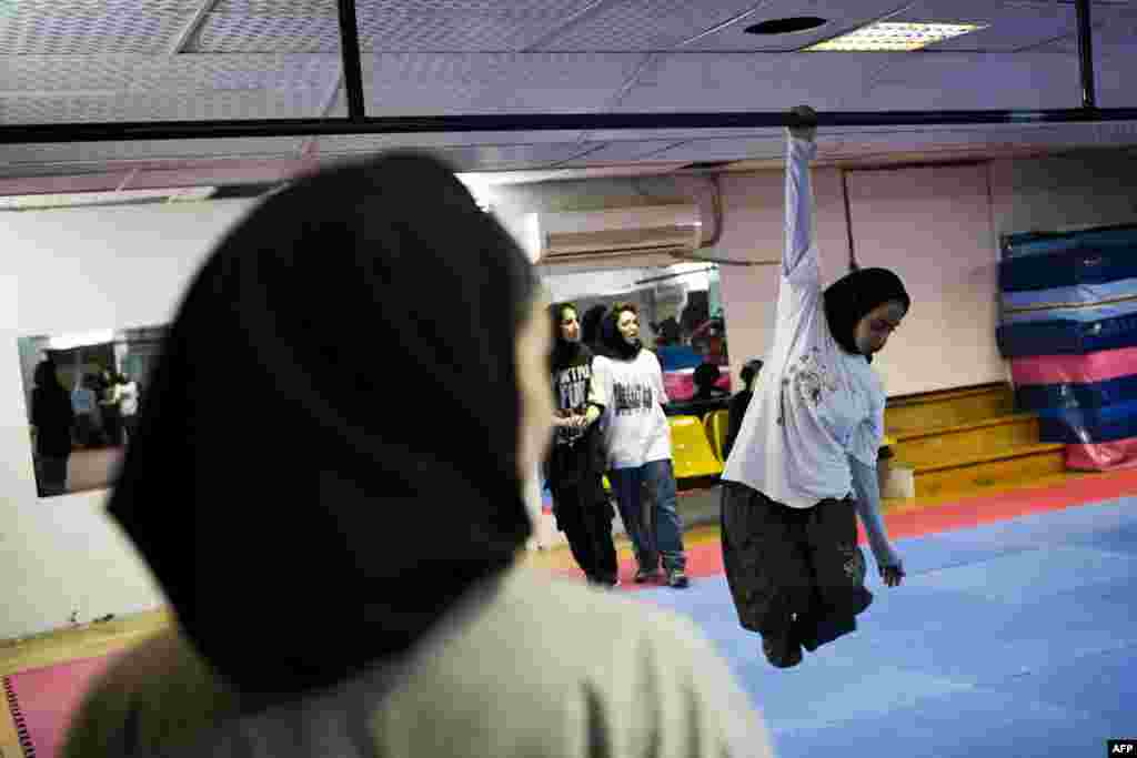 A parkour training session.