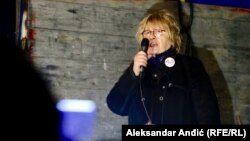 Rada Trajković na protestu "Jedan od pet miliona" u Beogradu (12. januar 2019.)