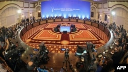 A general view shows the fifth round of Syria peace talks in Astana on July 5