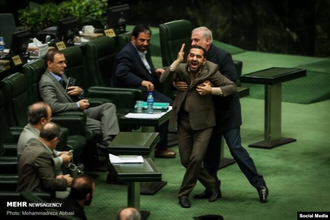 Member of parliament representing Mahshahr is protesting killing of protesters in the city. November 2019