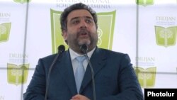 Armenia - Russian-Armenian tycoon Ruben Vardanyan speaks at the launch of the construction of an international school in Dilijan in April 2010.