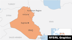 Ирактын картасы жана андагы Курдистан аймагынын көрүнүшү.