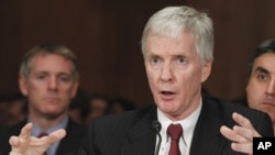 Ryan Crocker testifies on Capitol Hill in Washington on June 8.