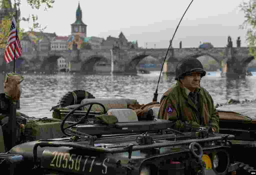 A man dressed in a World War II U.S. Army uniform attends the Convoy of Liberty event in Prague. The Convoy of Liberty commemorated the events of 1945 when the western part of Czechoslovakia was liberated from Nazi oppression by the U.S. Army. (epa/Filip Singer)