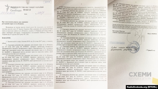Наказ Міністерства юстиції про повернення майна Вадиму Блошку