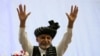 Afghan presidential candidate Ashraf Ghani gestures during his election campaign rally in Kabul on September 13.