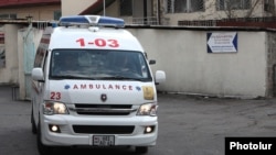 Armenia -- An ambulance leaves the Nork Infectious Disease Hospital, Yerevan, March 20, 2020. 