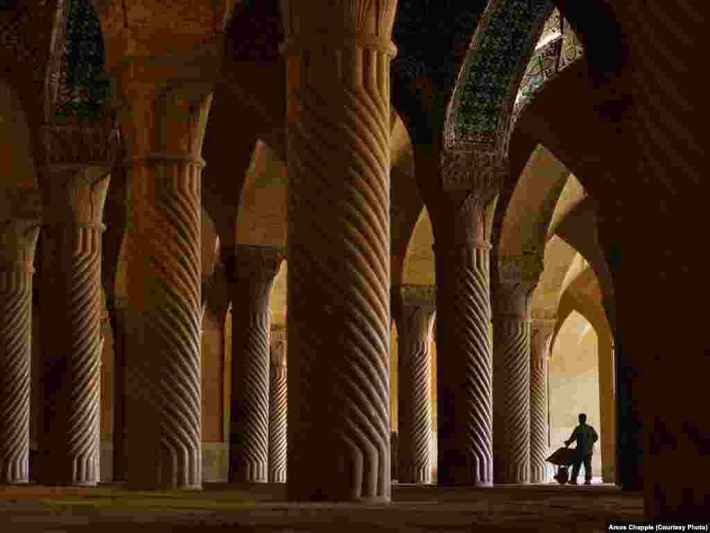 The Vakil Mosque in Shiraz attracts a slow trickle of visitors. Although tourism is on the increase, Western tourists make up only 10 percent of the total. One tour guide told Chapple that Westerners are scared away by the Iranian government's fierce rhetoric.