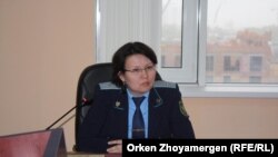 Прокурор Гульмира Рымханова на заседании апелляционной инстанции, где рассматривают жалобу на приговор Кушакбаеву. Астана, 30 мая 2017 года.