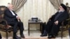 دیدار محمد جواد ظریف (چپ) با حسن نصرالله در لبنان. ۱۱ اوت ۲۰۱۵