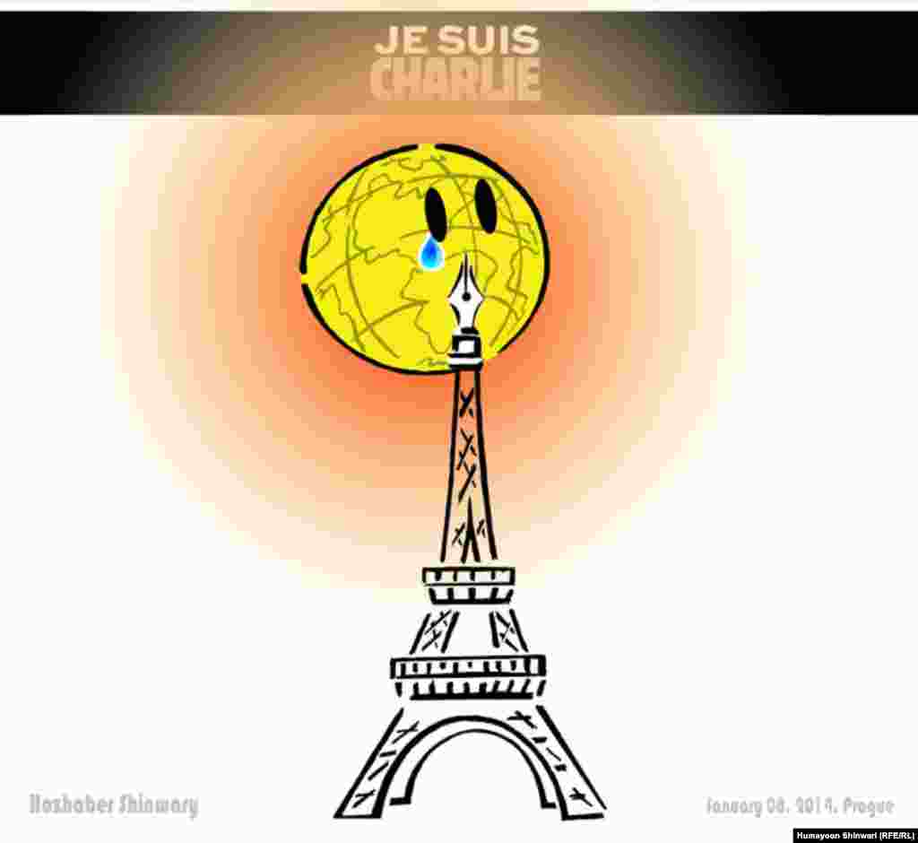 A cartoon Humayoon Shinwary for RFE/RL's Radio Free Afghanistan