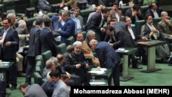 President Hassan Rouhani and his proposed ministers during vetting session at the Iranian Parliament on Sunday August 20, 2017.