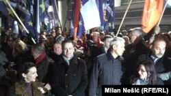 Neki od predstavnika opozicije na protestu ispred RTS-a