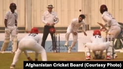تیم کریکت افغانستان در جریان بازی با ویست اندیز