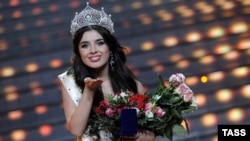 Eighteen-year-old Elmira Abdrazakova after being crowned Miss Russia 2013 in Moscow on March 2