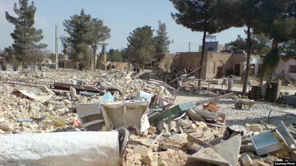 Only rubble remains from the destroyed house of worship in Isfahan