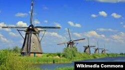 The Netherlands, windmill, one of the symbols of this state in the north of Europe