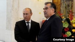 Tajik President Emomali Rahmon met Russian President Vladimir Putin, Dushanbe, 11.09.2014 Photo from kremlin.ru