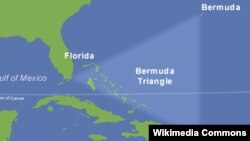 Mapa koja prikazuje oblast Bermudskog trougla