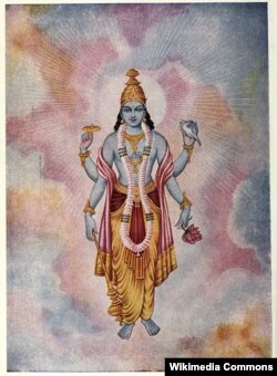 Изображение бога Вишну, очевидно, благоволящего космическим исследованиям своих почитаталей