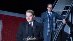 Christopher Geary (left) plays Vladimir Putin and Max Woertendyke is Mikhail Khodorkovsky in January at Arena Stage at the Mead Center for American Theater.