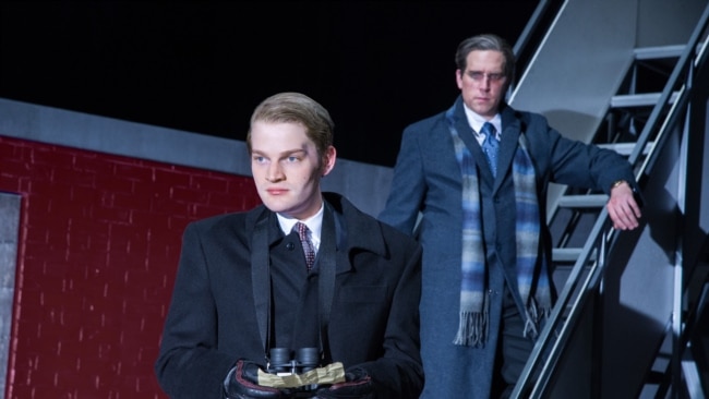 Christopher Geary (left) plays Vladimir Putin and Max Woertendyke is Mikhail Khodorkovsky in January at Arena Stage at the Mead Center for American Theater.