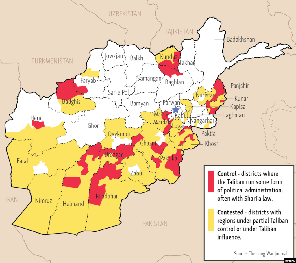 Drag the slider&nbsp;to see how the Taliban has gained ground in Afghanistan. 