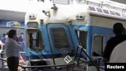 The commuter train crashed into the platform as it was coming into a station in Buenos Aires.