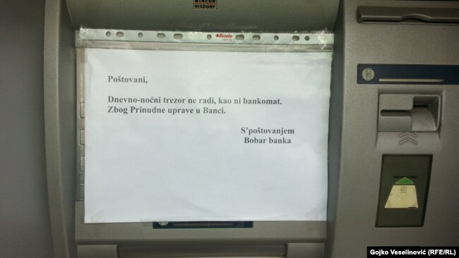 Obavještenje na bankomatu Bobar banke