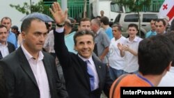 Georgian Dream leader Bidzina Ivanishvili greets supporters in Batumi on August 5.