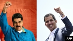 Венесуэла оппозициясынын лидери Хуан Гуайдо (оңдо) жана президент Николас Мадуро.