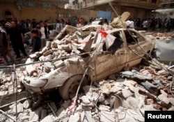 Air strike launched by the Saudi-led coalition in Sanaa, Yemen, May 16, 2019