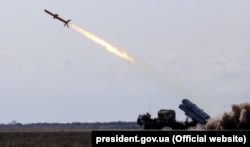Ukraine's new Neptun ground-launched cruise missile is tested in the Odesa region earlier this month.