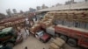An overview of a transit depot where trucks bound for Afghanistan are loaded in Peshawar, Pakistan on September 15.