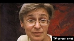 A screen shot from Marina Goldovskаyа's "A Bitter Taste Of Freedom," about slain Russian journalist and friends Anna Politkovskaya