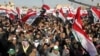 Sunni Muslims take part in an antigovernment demonstration at the Sunni Umm Al-Qura Mosque in Baghdad on January 11.