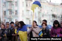 Акція на підтримку територіальної цілісності у Луганську 18 квітня 2014 року