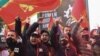 Protesters in Podgorica rally against controversial amendments to Montenegro's Law on Religious Freedoms in front of parliament in December. 