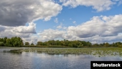 Річка Дніпро, Каховське водосховище, Запорізька область, Україна. Жовтень 2011 року