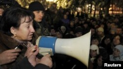 Alla Dzhioyeva addressed supporters in Tskhinvali in December.