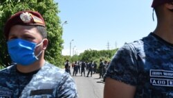 Armenai -- Special police forces guard the entrance to Gagik Tsarukian's villa in Arinj searched by law-enforcement officers, June 14, 2020.