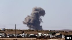 دود ناشی از یک حمله هوایی در شمال سوریه