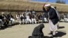 An Afghan judge hits a woman with a whip in front of a crowd in Ghor Province in 2015. (illustrative photo)