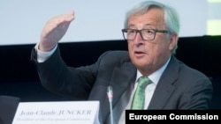 European Commission President Jean-Claude Juncker delivers a speech at the 2017 EU Ambassadors Conference in Brussels on August 29.