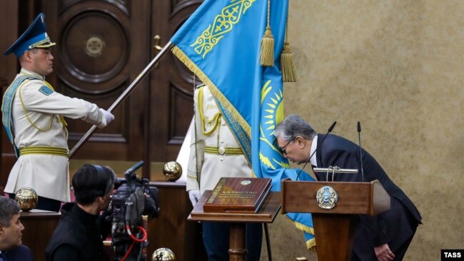 Касым-Жомарт Токаев во время церемонии принесения присяги президента на заседании парламента, Астана, 20 марта 2019 года.