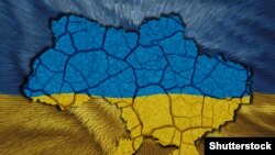 Ukraine -- Map of Ukraine in National flag colors (©Shutterstock)