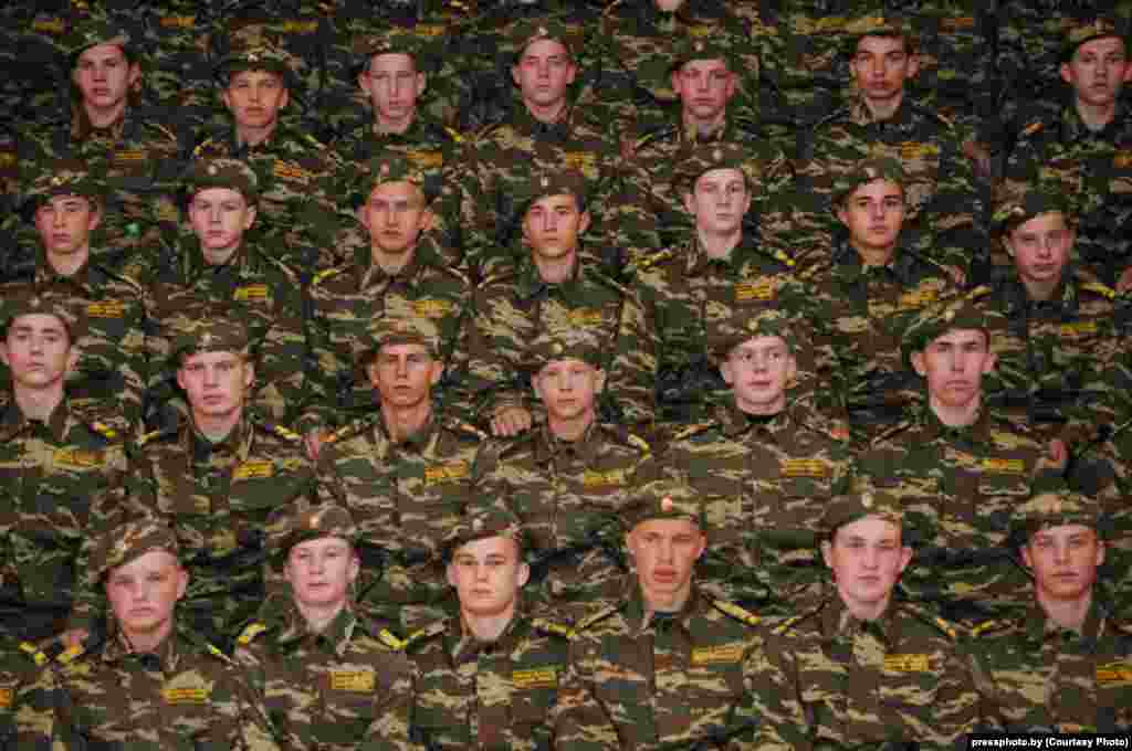 Students at a military school in Minsk Oblast after taking the cadet&#39;s oath. Photo by Aleh Rubchenya