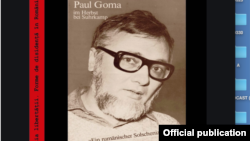 Afișul promoțional al editurii Surhkamp din 1972 - „Paul Goma, în toamnă la Surhkamp. Un Soljenițîn al României”, pe coperta volumului „Vocaţia libertăţii. Forme de disidenţă în România anilor 1970-1980”, de Ana-Maria Cătănuş, Institutul National pentru Studiul Totalitarismului.