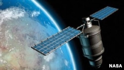 An artist's depiction of an Iridium satellite in orbit